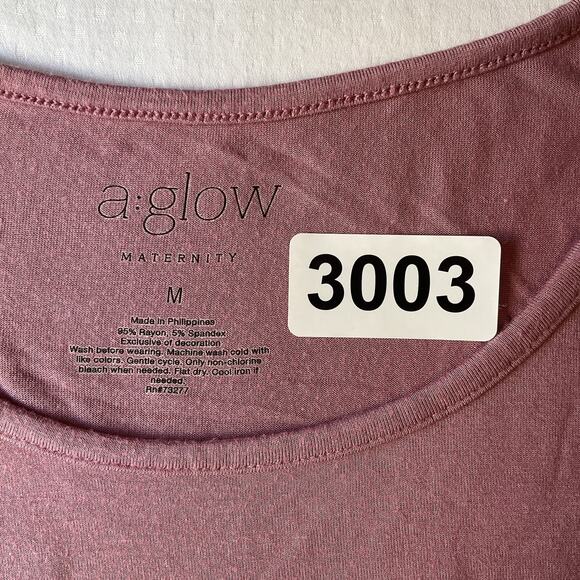 A:glow Maternity Women Shirt Size M Mauve Ruched Scoop Neck Pullover Stretchy - Picture 2 of 7